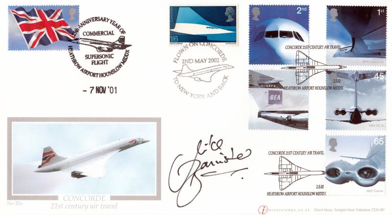 2002 (05) Airliners (Stamps) - Internet 'Heathrow Airport' Official - Doubled on Concorde's 25th Anniv - Signed by Mike Bannister
