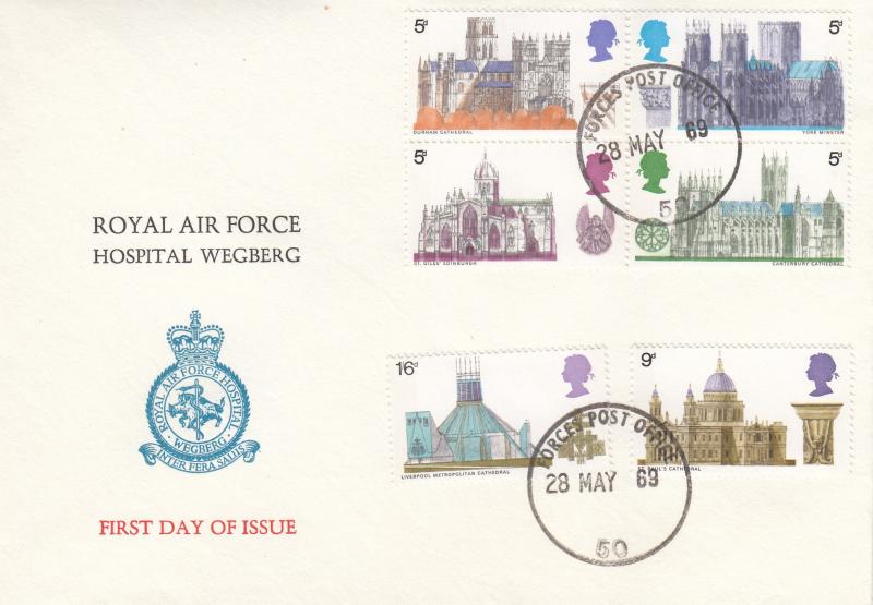 1969 (05) Cathedrals - RAF Hospital Wegberg Cover - Forces PO 50 CDS