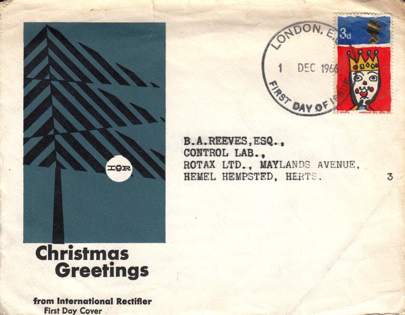 1966 (12) Christmas - International Rectifier Cover - 3d - London EC FDI - Missing Phosphor Error