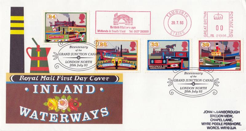 1993 (07) Canals - RM - Grand Junction Canal H/S + British Waterways, Midland & South West Meter Mark