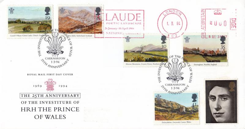 1994 (03) Prince of Wales Paintings - RM - Caernarfon H/S + The National Gallery, Claude The Poetic Landscape Meter Mark