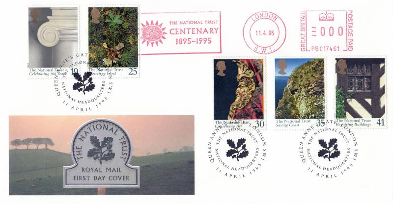 1995 (04) National Trust - RM - National Headquarters H/S + National Trust Centenary Meter Mark