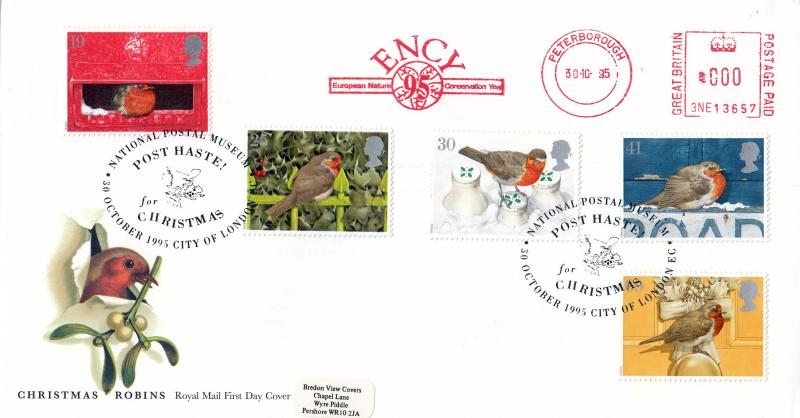 1995 (10) Christmas - RM - National Postal Museum H/S + ENCY (European Nature Conservation Year) Meter Mark