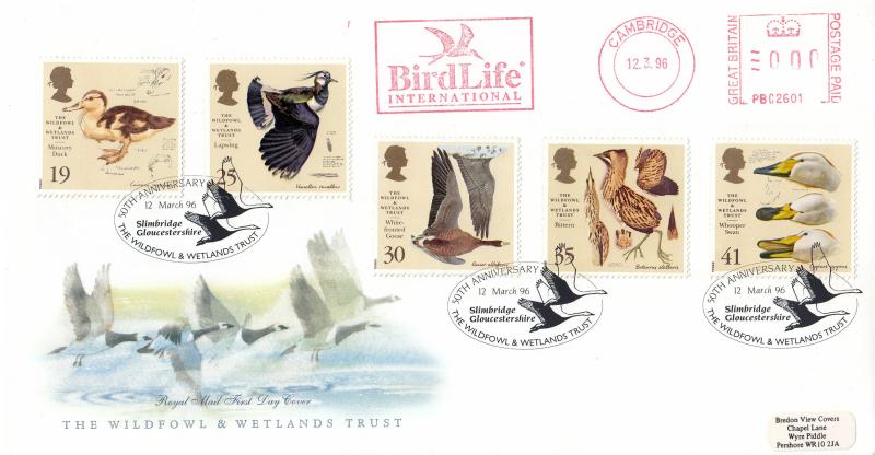 1996 (03) Wildfowl & Wetlands Trust (WWT) - RM - Slimbridge H/S + Birdlife International Meter Mark