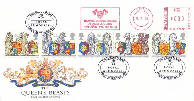 1998 (02) Queen's Beasts - RM - Royal Armouries H/S + Royal Armouries Meter Mark