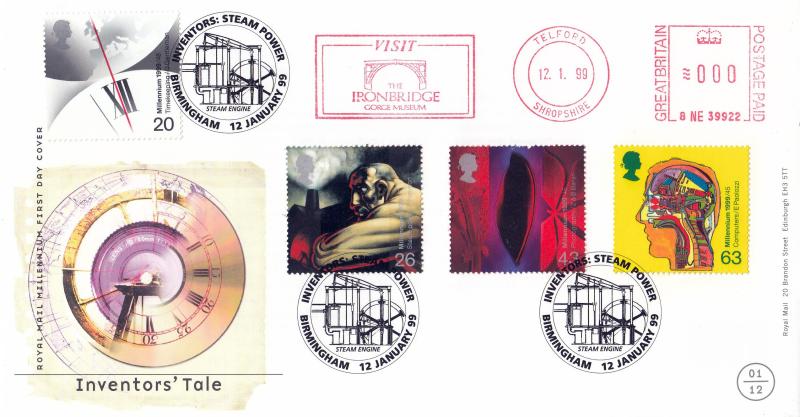 1999 (01) Inventors - RM - Steam Engine, Birmingham H/S + The Ironbridge Gorge Museum Meter Mark