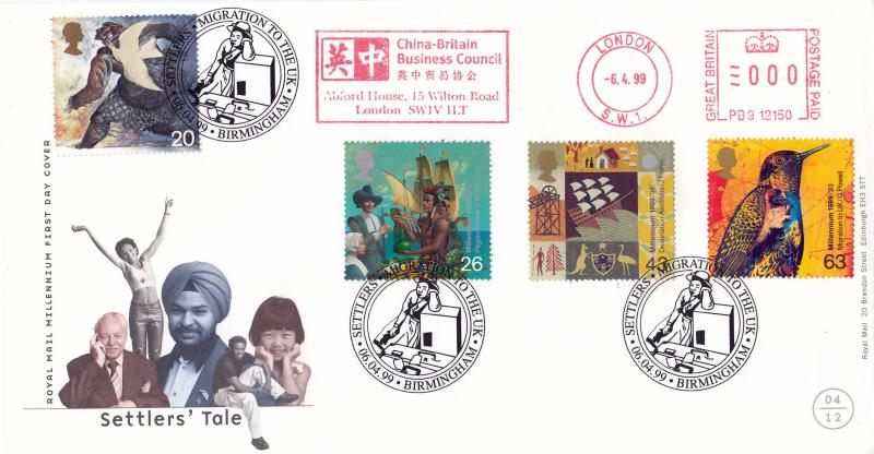 1999 (04) Settlers - RM - Settlers Migration To The UK, Birmingham H/S + China-Britain Business Council Meter Mark