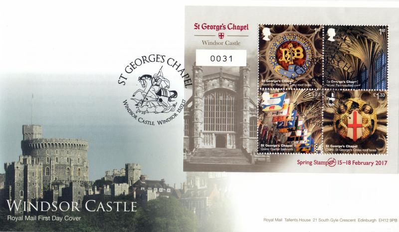 2017 (02) Windsor Castle (M/S with 'Spring Stampex' Overprint) - RM - St George's Chapel H/S