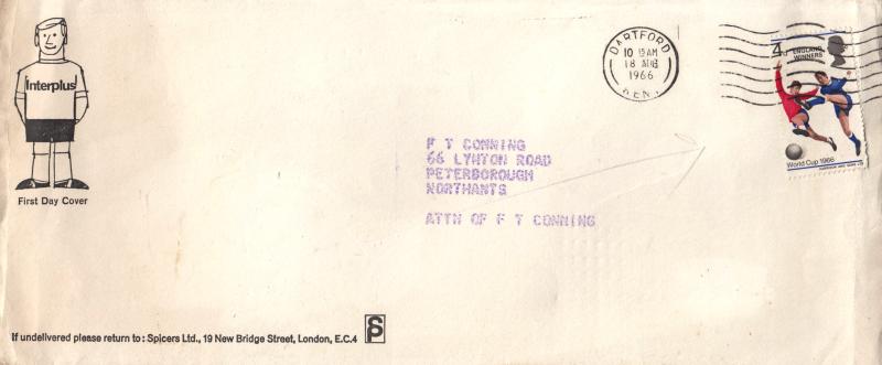 1966 (08) Winners - Spicers 'Interplus' Cinderella Cover - Dartford Wavy Line Slogan