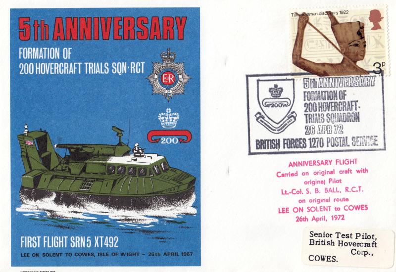 1972 (04) Anniversaries - Hovercraft Trials Official (s) + British Hovercraft Corporation Meter Mark - WITH Cachet