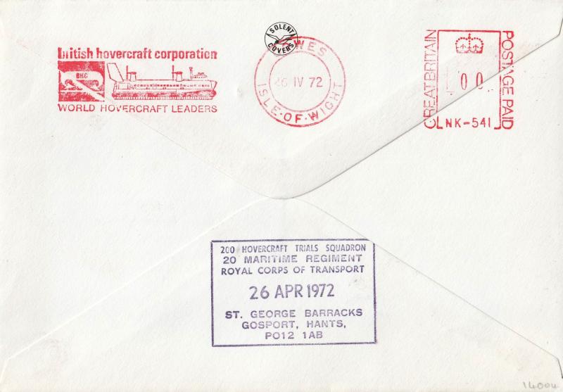 1972 (04) Anniversaries - Hovercraft Trials Official (s) + British Hovercraft Corporation Meter Mark - WITH Cachet
