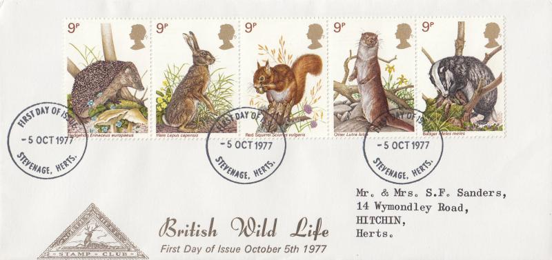 1977 (10) Wildlife - North Herts Stamp Club Cover - Stevenage FDI