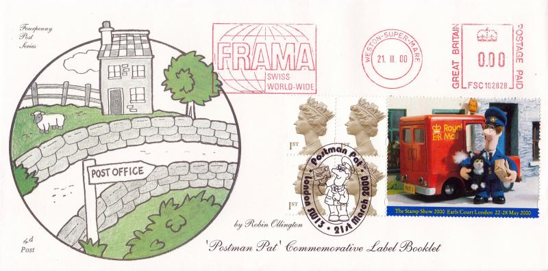2000 (03) Postman Pat Label - 4d Post - London SW13 H/S + FRAMA Meter Mark