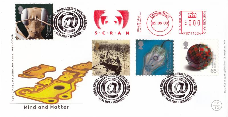 2000 (09) Mind & Matter - RM - Scotland's Heritage, Edinburgh H/S + SCRAN Meter Mark