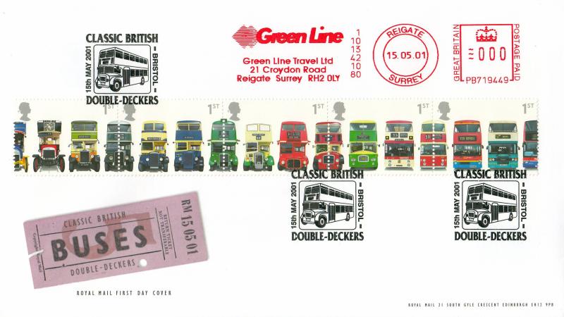 2001 (05) Buses (Stamps) - RM - Bristol H/S + Green Line Meter Mark