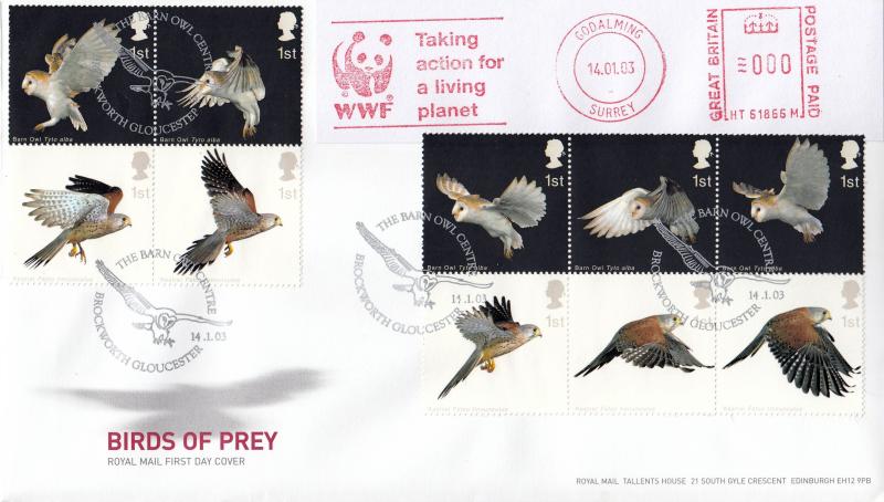 2003 (01) Birds of Prey - RM - Barn Owl Centre H/S + WWF Meter Mark
