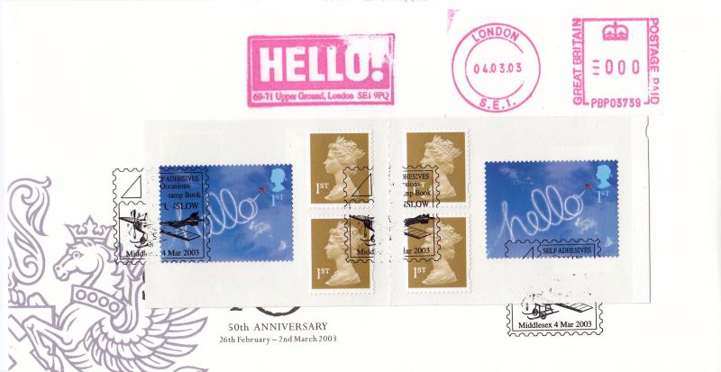 2003 (03) Hello NVI Book - RM - Occasions Stamp Book, Hounslow H/S + Hello Meter Mark