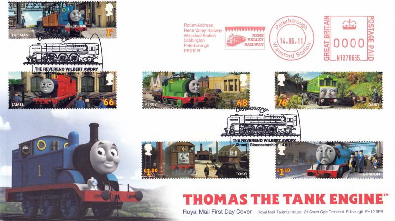 2011 (06) Thomas The Tank Engine (Stamps) - RM - Rev Wilbert Awdry, Stroud H/S + Nene Valley Railway Meter Mark