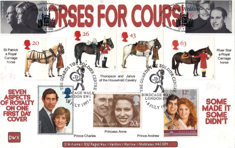1997 (07) Queen's Horses - DWX (Derek Williams) Special - Guards Toy Soldier Centre H/S - Doubled 1999 Wedding Set