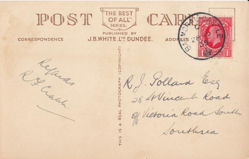 1935 (08) Balmoral Castle B&W Postcard - 1d Carmine - Balmoral Castle CDS