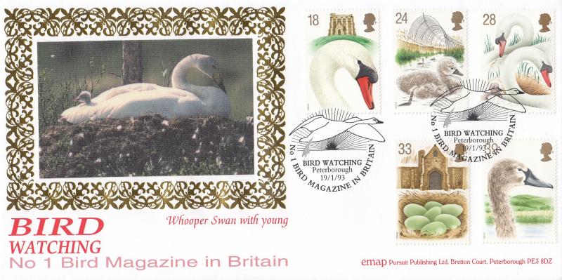 1993 (01) Swans - Benham 'Bird Watching, Peterborough' Official