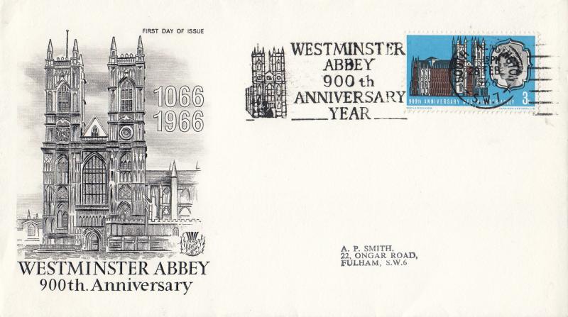 1966 (02) Westminster Abbey - Stuart - Phosphor - Westminster Abbey 900th Anniversary Year Slogan