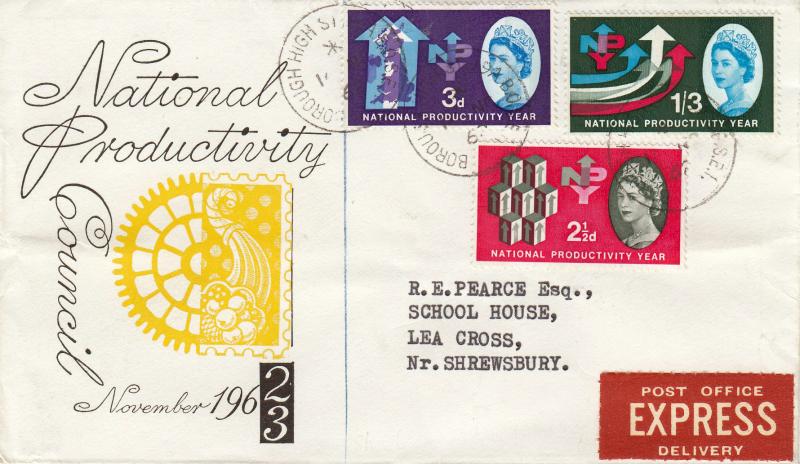 1962 (11) National Productivity Year (NPY) - 'Yellow Cogs' Cover - Phosphor - Borough High Street CDS