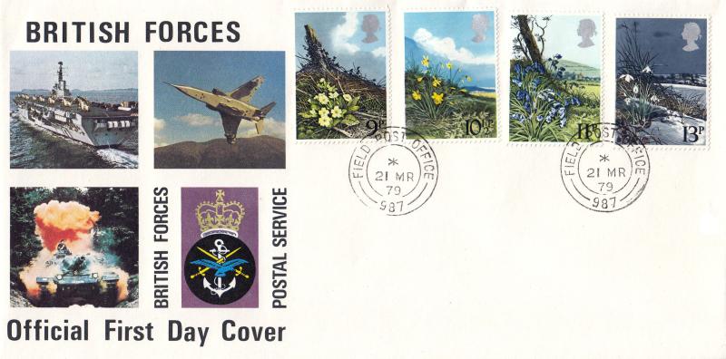 1979 (03) Flowers - Forces Postal Service Cover - Field Post Office 987 CDS
