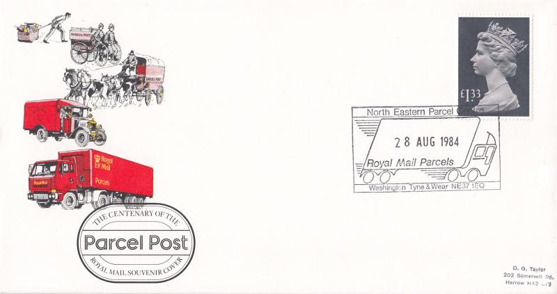 1984 (08) £1.33 Parcel Post - RM Parcel Post Cover - North Eastern Parcel Centre H/S