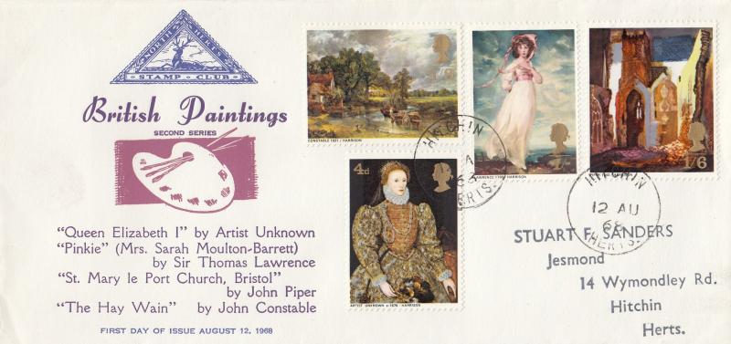 1968 (08) Paintings - North Herts Stamp Club - Hitchin CDS