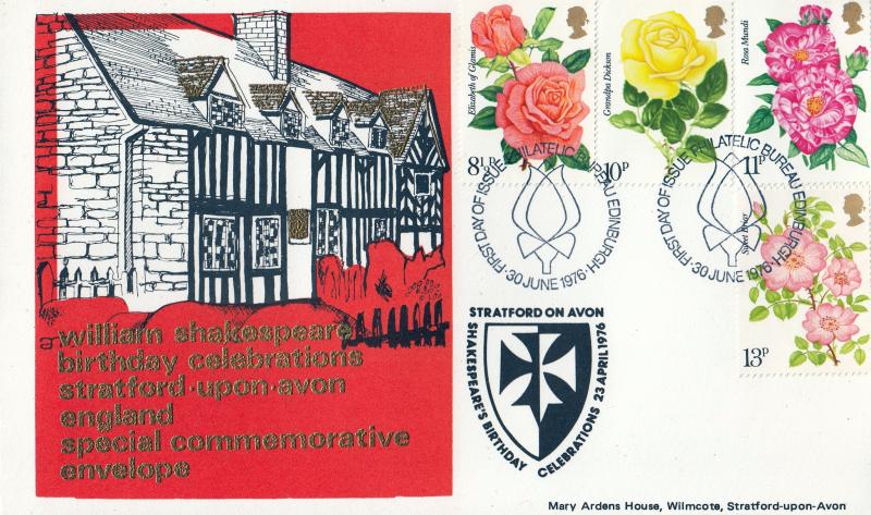 1976 (06) Roses - Tiatsa Philatelic Centre 'William Shakespeare' Special - Edinburgh H/S
