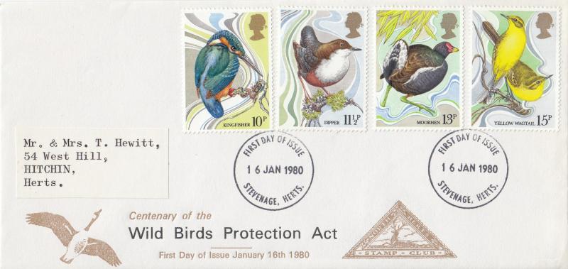 1980 (01) Bird - North Herts Stamp Club - Stevenage FDI