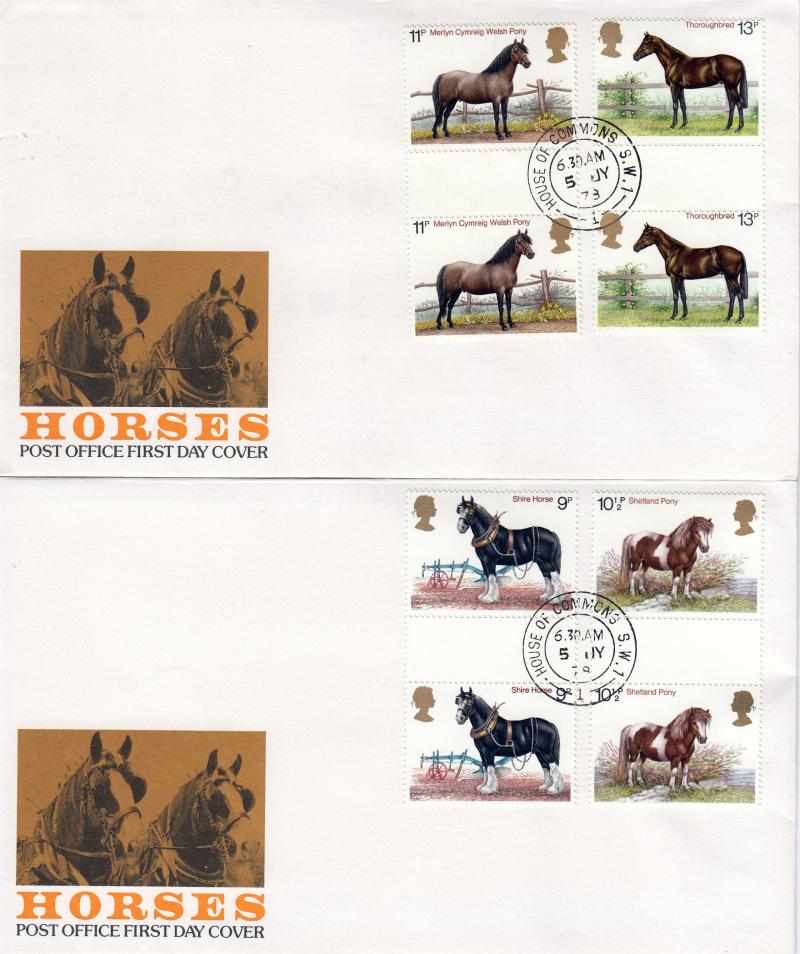 1978 (07) Horses - PO (Pair) - GUTTER PAIRS - House of Commons CDS