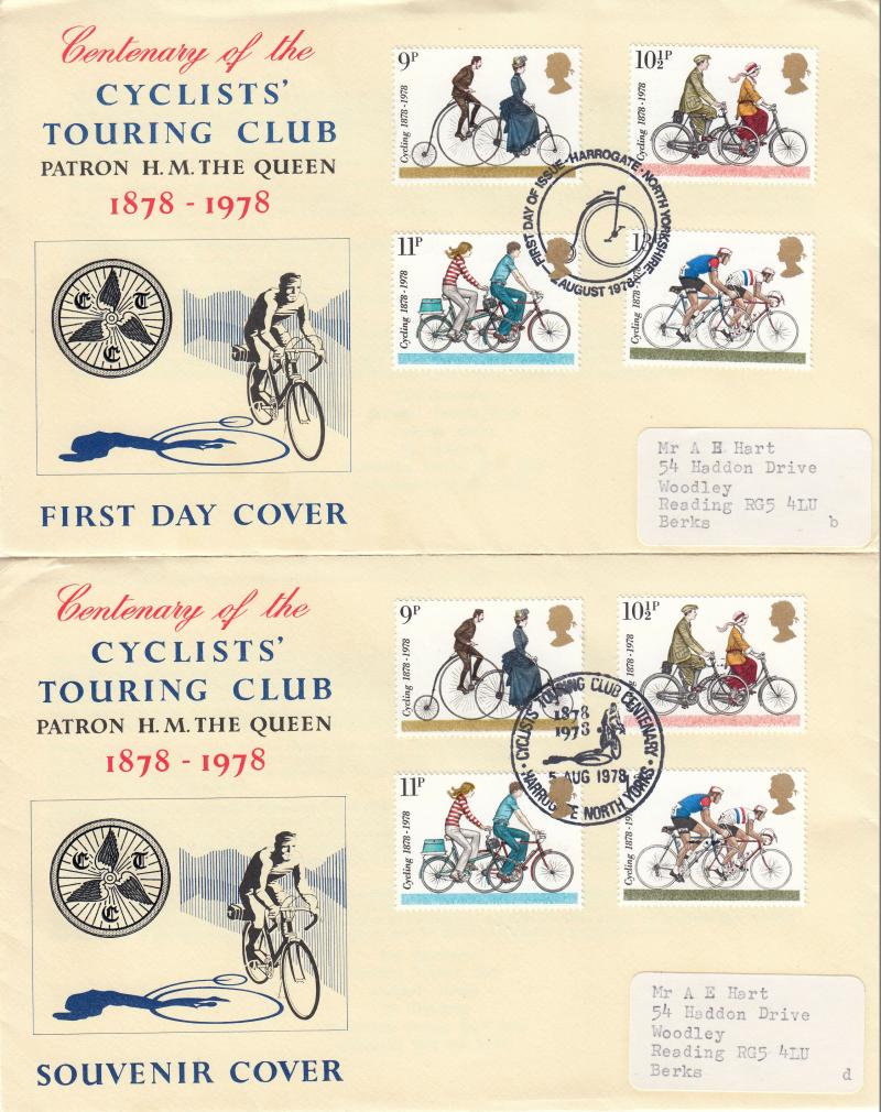 1978 (08) Cycling - PAIR of Cyclists Touring Club Covers - One with Harrogate H/S - 2nd with the Anniversary Date H/S