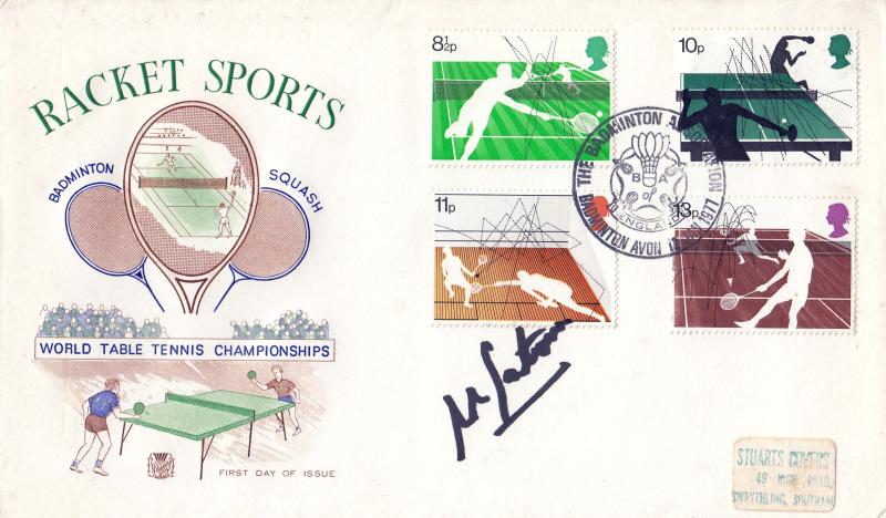 1977 (01) Racket Sports - Stuart - Badminton Association H/S - Signed by the late Manuel Santana