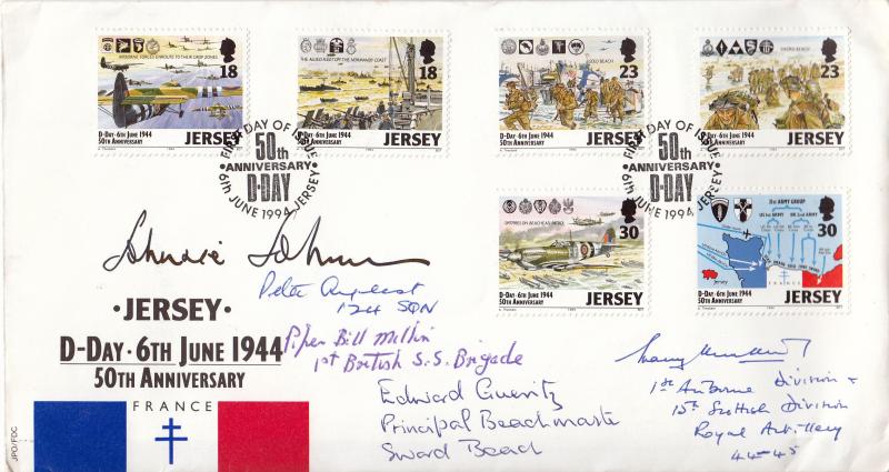 1994 (06) Jersey D-Day 50th Anniversary - Jersey H/S - Multi-Signed (See List)