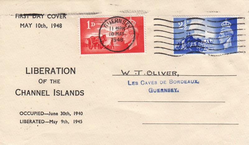 1948 (05) Channel Islands Liberation - Display Text Cover - Guernsey Wavy Line Slogan