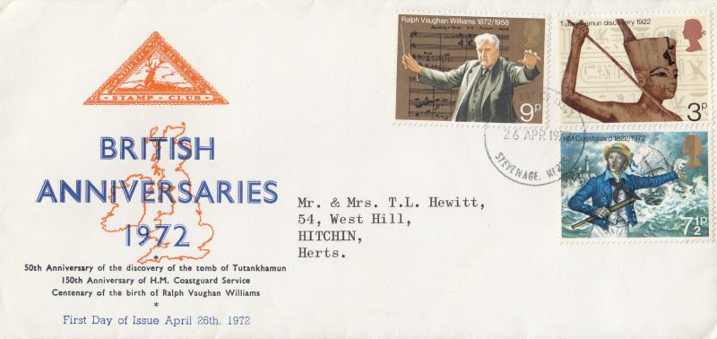 1972 (04) Anniversaries - North Herts Stamp Club - Stevenage FDI