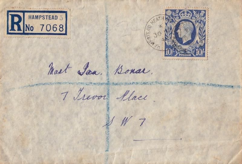 1942 (11) 10/- Ultramarine Blue - Plain - Hampstead Heath CDS