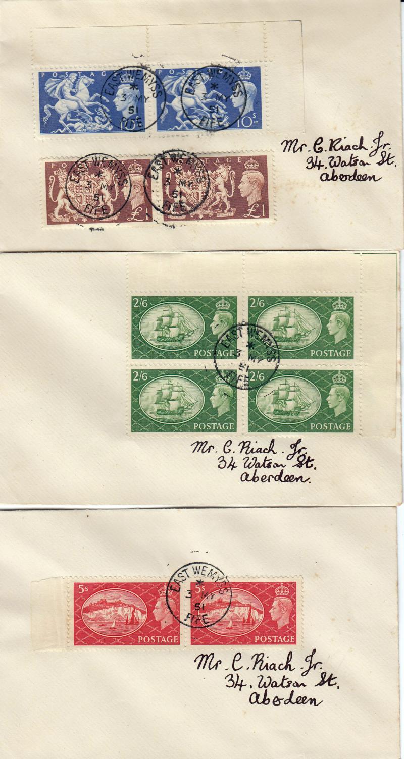 1951 (05) Festival High's - 3 x Matching Plain Covers - East Wemyss CDS