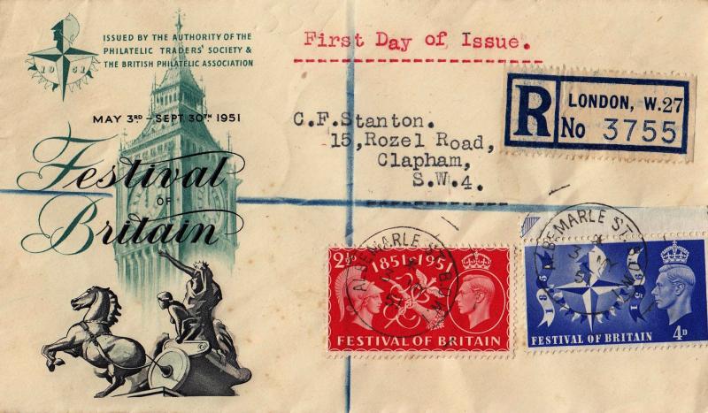 1951 (05) Festival of Britain - PTS/BPA Festival Cover - Albemarle Street CDS