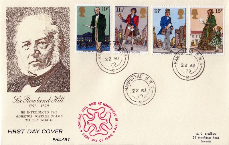 1979 (08) Rowland Hill (Stamps) - Philart (Face Version) - Hampstead CDS