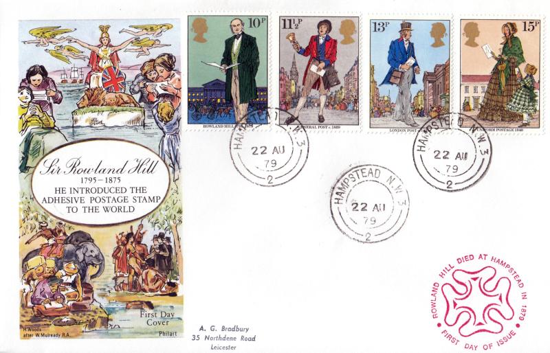 1979 (08) Rowland Hill (Stamps) - Philart (Mulready Version) - Hampstead CDS
