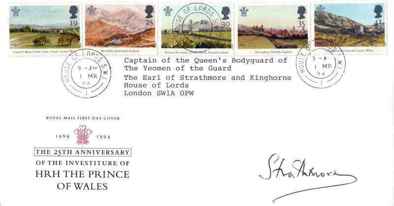 1994 (03) Prince of Wales Paintings - RM - House of Lords CDS - Signed by The Earl of Strathmore & Kinghorn