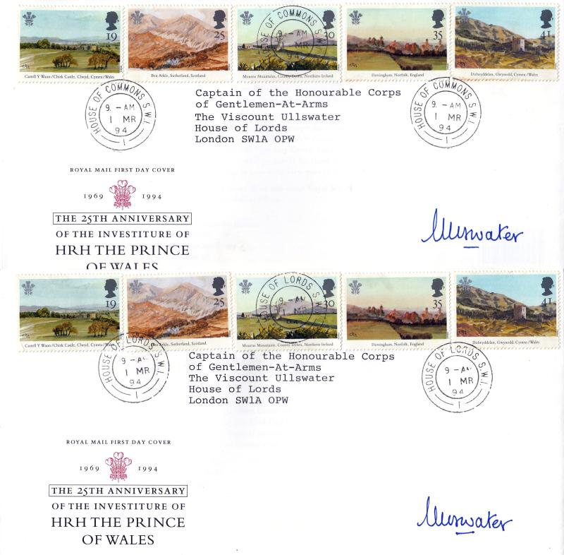 1994 (03) Prince of Wales Paintings - RMx2 - House of Lords & Commons CDS's - Both Signed by Viscount Ullswater