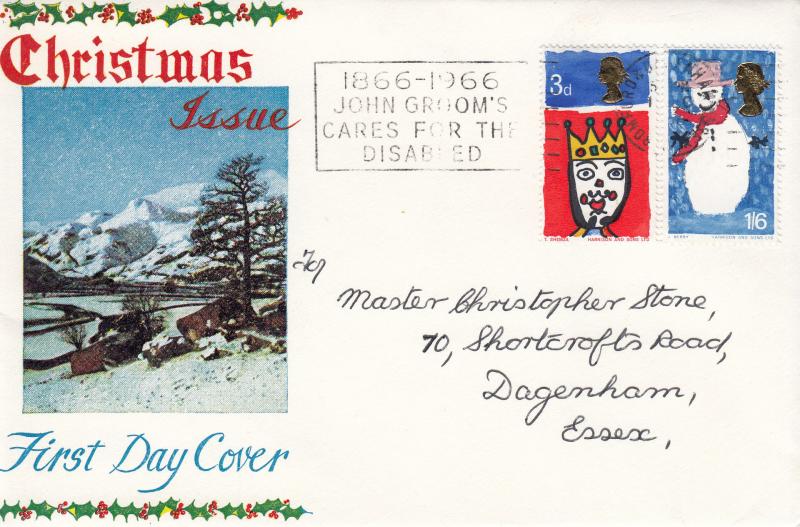 1966 (12) Christmas - Connoisseur - Non Phosphor - John Groom Cares For The Disabled Slogan