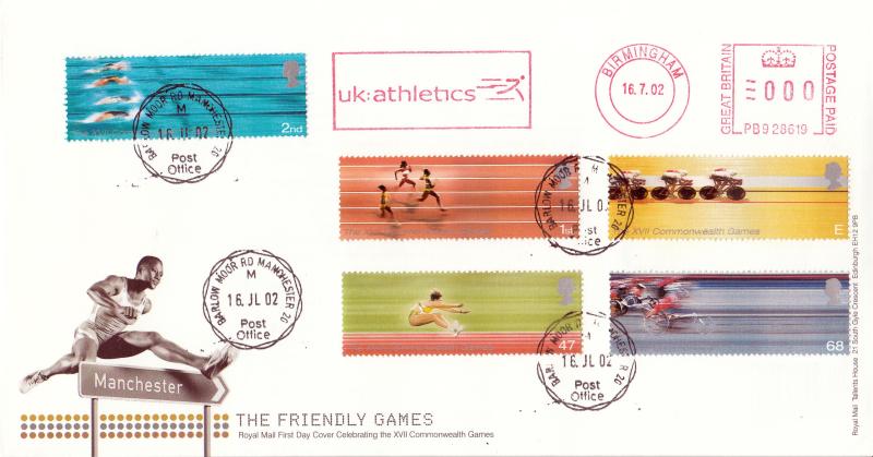 2002 (07) Commonwealth Games - RM - Barlow Moor Rd, Manchester CDS + UK: athletics Meter Mark