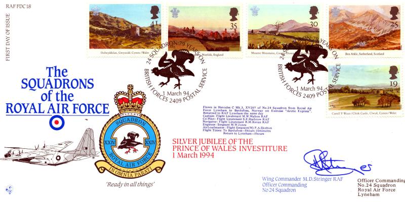 1994 (03) Prince of Wales Paintings - RAF FDC 18 '24 Squadron' Official