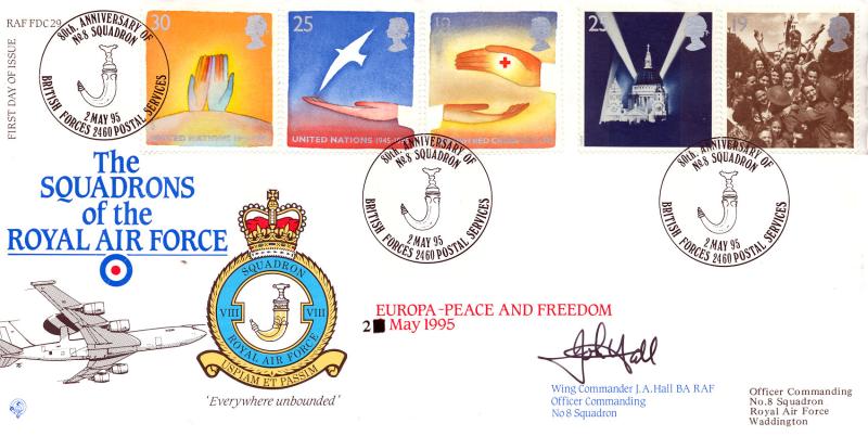 1995 (05) VE Day - RAF FDC 29 '8 Squadron' Official