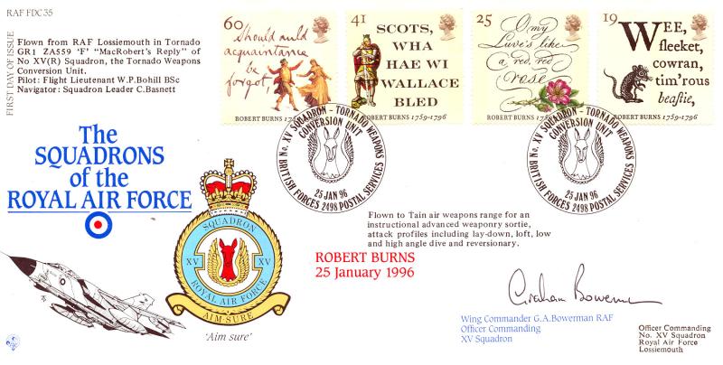 1996 (01) Robert Burns - RAF FDC 35 'XV Squadron' Official
